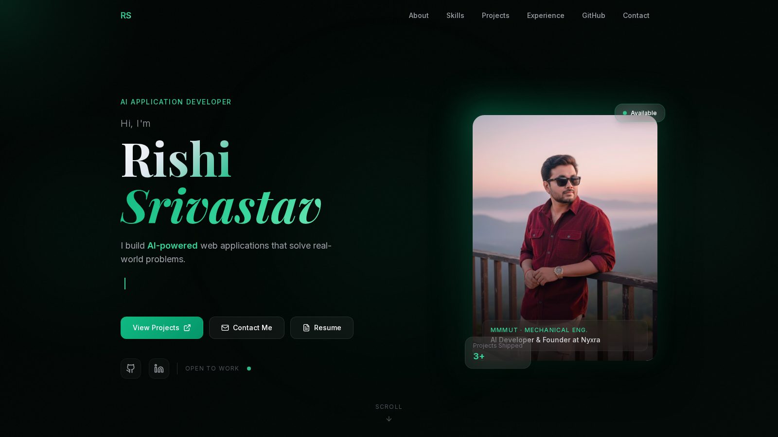 Portfolio v1 — live project screenshot