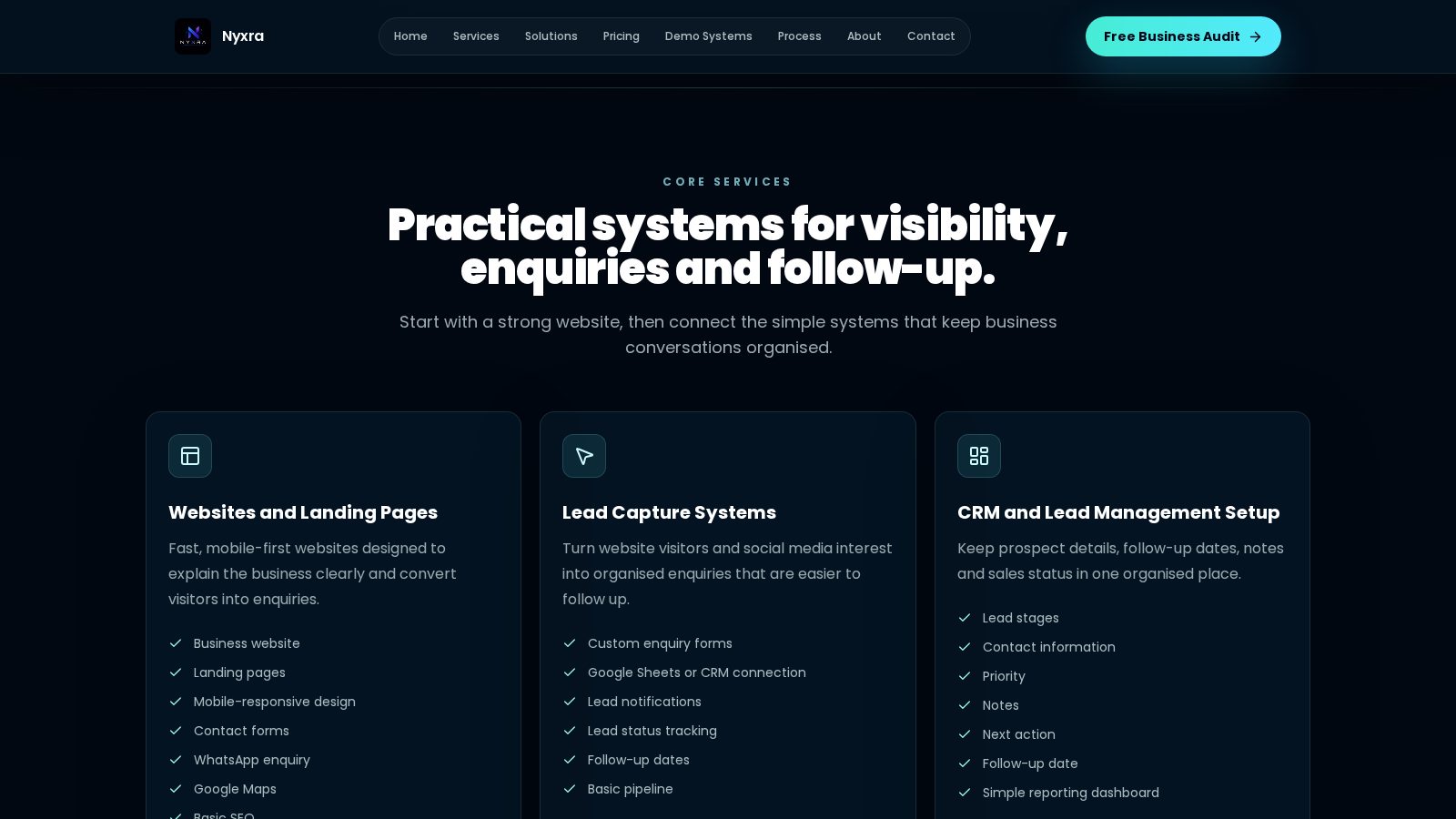 Services — visibility, enquiries, follow-up
