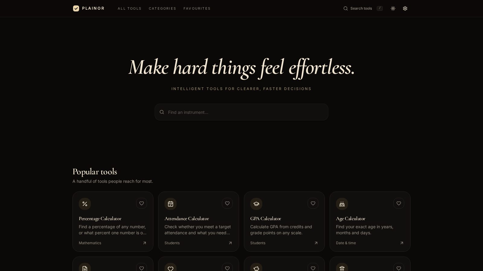 Plainor — live project screenshot
