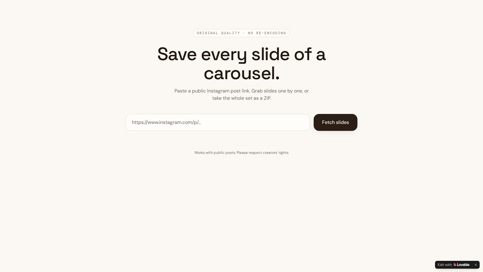 Carousel Snap — live project screenshot